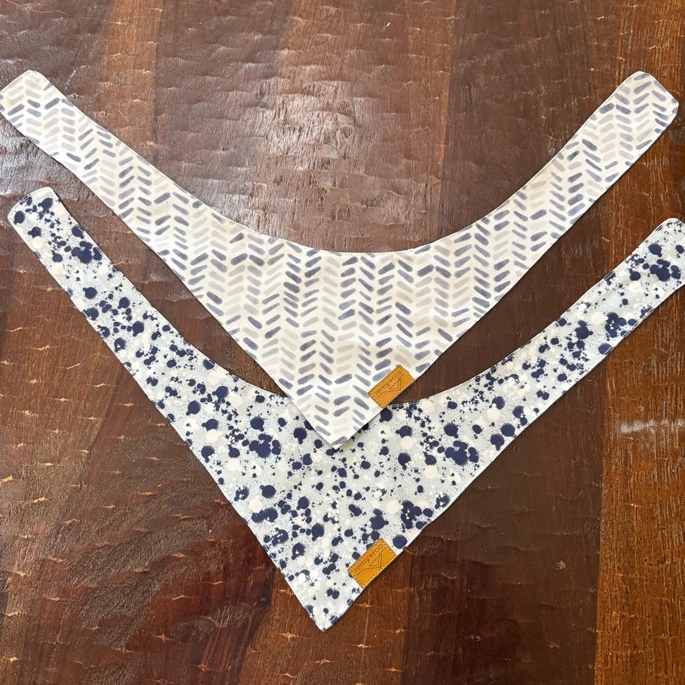 Remy+roo Dog Bandana Set - Blue and Gray